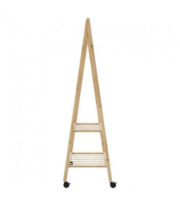 vidaXL Clothes Rack with Shelves and Wheels 96x45.5x155.5 cm Bamboo — Size: 96 cm, Model: with wheels