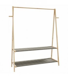 vidaXL Clothes Rack with Shelves 132x45.5x150.5 cm Bamboo — Size: 132 cm, Model: without wheels
