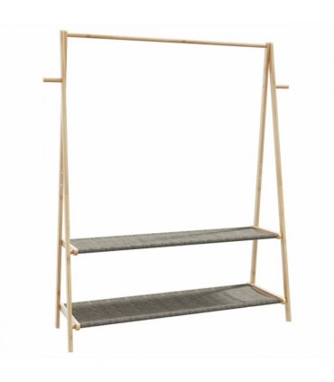 vidaXL Clothes Rack with Shelves 132x45.5x150.5 cm Bamboo — Size: 132 cm, Model: without wheels