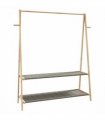 vidaXL Clothes Rack with Shelves 132x45.5x150.5 cm Bamboo — Size: 132 cm, Model: without wheels