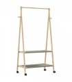 vidaXL Clothes Rack with Shelves and Wheels 96x45.5x155.5 cm Bamboo — Size: 96 cm, Model: with wheels — V0671983750