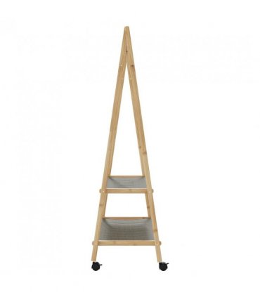 vidaXL Clothes Rack with Shelves and Wheels 96x45.5x155.5 cm Bamboo — Size: 96 cm, Model: with wheels — V0671983750
