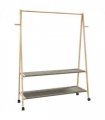 vidaXL Clothes Rack with Shelves and Wheels 132x45.5x155.5 cm Bamboo — Size: 132 cm, Model: with wheels