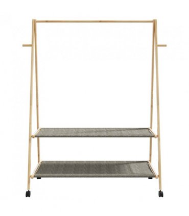 vidaXL Clothes Rack with Shelves and Wheels 132x45.5x155.5 cm Bamboo — Size: 132 cm, Model: with wheels