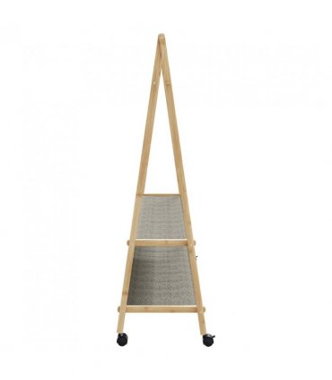 vidaXL Clothes Rack with Shelves and Wheels 132x45.5x155.5 cm Bamboo — Size: 132 cm, Model: with wheels