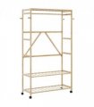 vidaXL Clothes Rack with Shelves and Wheels 110x40x180 cm Bamboo — Size: 110 cm, Model: with wheels
