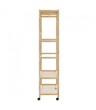 vidaXL Clothes Rack with Shelves and Wheels 110x40x180 cm Bamboo — Size: 110 cm, Model: with wheels