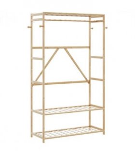 vidaXL Clothes Rack with Shelves 110x40x175 cm Bamboo — Size: 110 cm, Model: without wheels