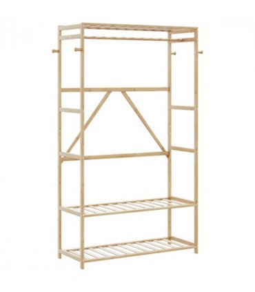vidaXL Clothes Rack with Shelves 110x40x175 cm Bamboo — Size: 110 cm, Model: without wheels