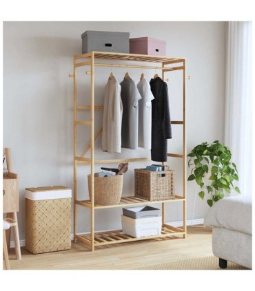 vidaXL Clothes Rack with Shelves 110x40x175 cm Bamboo — Size: 110 cm, Model: without wheels