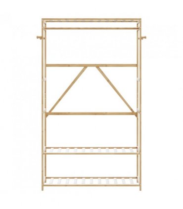 vidaXL Clothes Rack with Shelves 110x40x175 cm Bamboo — Size: 110 cm, Model: without wheels