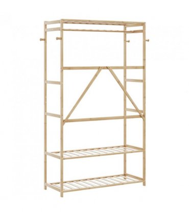 vidaXL Clothes Rack with Shelves 110x40x175 cm Bamboo — Size: 110 cm, Model: without wheels