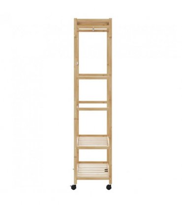 vidaXL Clothes Rack with Shelves and Wheels 90x40x179.5 cm Bamboo — Size: 90 cm, Model: with wheels