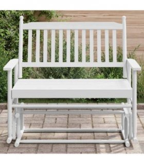 vidaXL Glider Bench White 118x70x104.5 cm Solid Wood Poplar