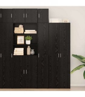 vidaXL Storage Cabinet with Shelves Black Oak 30 x 42.5 x 225 cm — Model: 6 shelves