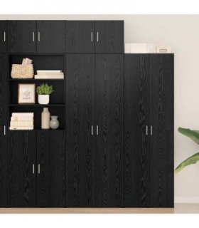 vidaXL Storage Cabinet 2 pcs Black Oak 70 x 42.5 x 185 cm