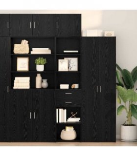 vidaXL Highboard Black Oak 45 x 42.5 x 185 cm Engineered Wood