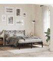 vidaXL Bed Frame | Black | Steel | Double | Bed Frame | Rectangular | Modern — Size: 140 x 190 cm, Model: with headboard