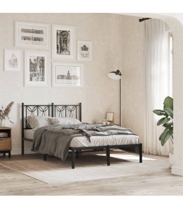 vidaXL Metal Bed Frame without Mattress with Headboard Black 120x190cm — Size: 120 x 190 cm — V0671983869
