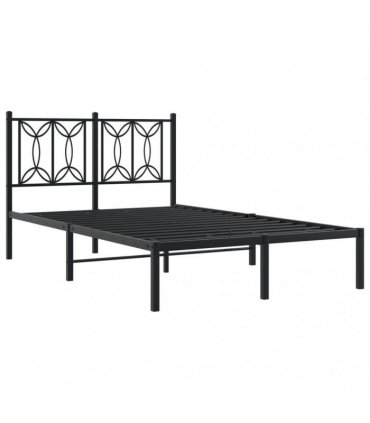 vidaXL Metal Bed Frame without Mattress with Headboard Black 120x190cm — Size: 120 x 190 cm — V0671983869