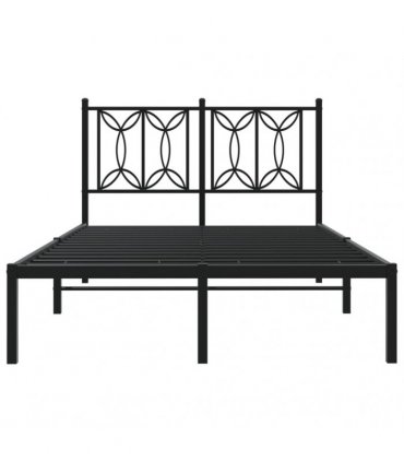 vidaXL Metal Bed Frame without Mattress with Headboard Black 120x190cm — Size: 120 x 190 cm — V0671983869
