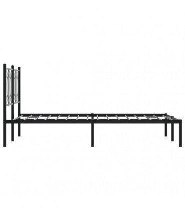 vidaXL Metal Bed Frame without Mattress with Headboard Black 120x190cm — Size: 120 x 190 cm — V0671983869