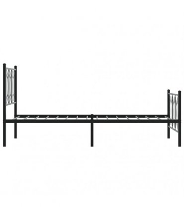 vidaXL Metal Bed Frame without Mattress with Footboard Blac — Size: 75 x 190 cm, Model: with headboard & footboard — V0671983883