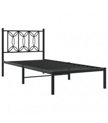 vidaXL Metal Bed Frame without Mattress with Headboard Black 80x200cm — Size: 80 x 200 cm — V0671983884