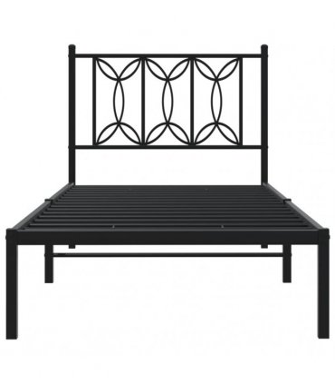 vidaXL Metal Bed Frame without Mattress with Headboard Black 80x200cm — Size: 80 x 200 cm — V0671983884