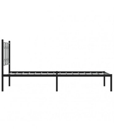 vidaXL Metal Bed Frame without Mattress with Headboard Black 80x200cm — Size: 80 x 200 cm — V0671983884