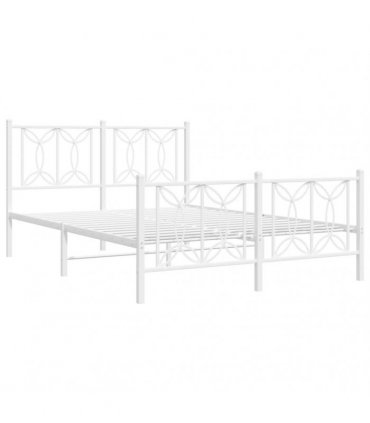 vidaXL Metal Bed Frame without Mattress with Footboard Whi — Size: 140 x 200 cm, Model: with headboard & footboard — V0671983885