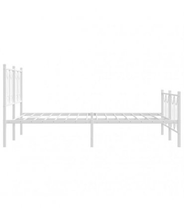vidaXL Metal Bed Frame without Mattress with Footboard Whi — Size: 140 x 200 cm, Model: with headboard & footboard — V0671983885