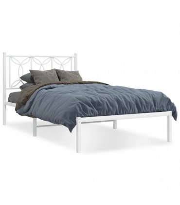 vidaXL Metal Bed Frame without Mattress with Headboard White 100x190cm — Size: 100 x 190 cm — V0671983888
