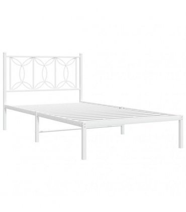 vidaXL Metal Bed Frame without Mattress with Headboard White 100x190cm — Size: 100 x 190 cm — V0671983888