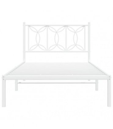 vidaXL Metal Bed Frame without Mattress with Headboard White 100x190cm — Size: 100 x 190 cm — V0671983888