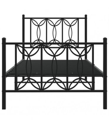 vidaXL Metal Bed Frame without Mattress with Footboard Blac — Size: 90 x 200 cm, Model: with headboard & footboard — V0671983891
