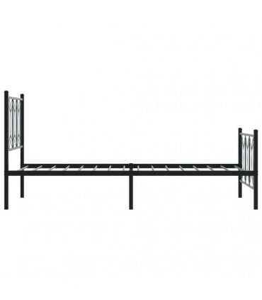 vidaXL Metal Bed Frame without Mattress with Footboard Blac — Size: 90 x 200 cm, Model: with headboard & footboard — V0671983891