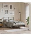 vidaXL Metal Bed Frame without Mattress with Headboard Black 120x190cm — Size: 120 x 190 cm — V0671983918