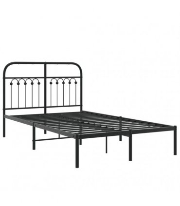 vidaXL Metal Bed Frame without Mattress with Headboard Black 120x190cm — Size: 120 x 190 cm — V0671983918