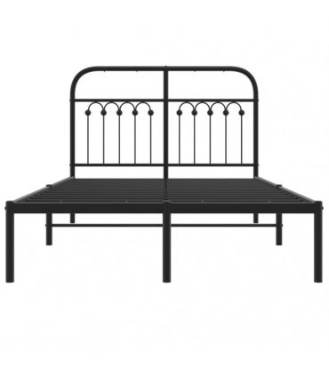 vidaXL Metal Bed Frame without Mattress with Headboard Black 120x190cm — Size: 120 x 190 cm — V0671983918