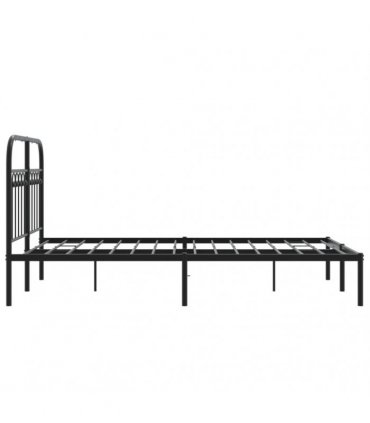 vidaXL Metal Bed Frame without Mattress with Headboard Black 120x190cm — Size: 120 x 190 cm — V0671983918