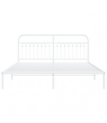 vidaXL Metal Bed Frame without Mattress with Headboard White 183x213cm — Size: 183 x 213 cm — V0671983922