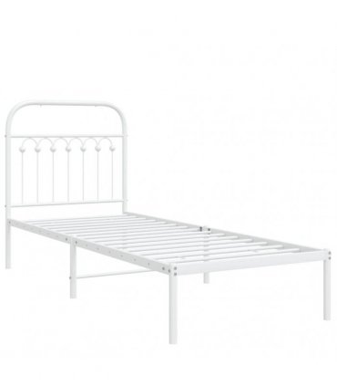 vidaXL Metal Bed Frame without Mattress with Headboard White 80x200cm — Size: 80 x 200 cm — V0671983924