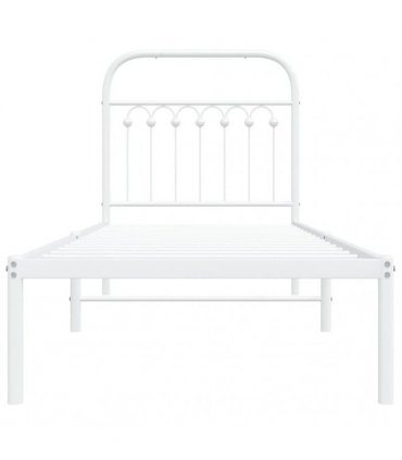 vidaXL Metal Bed Frame without Mattress with Headboard White 80x200cm — Size: 80 x 200 cm — V0671983924