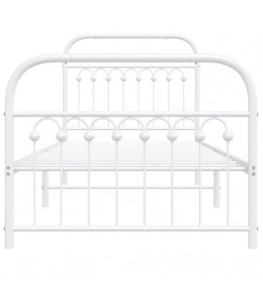 vidaXL Metal Bed Frame without Mattress with Footboard Whit — Size: 90 x 200 cm, Model: with headboard & footboard — V0671983932