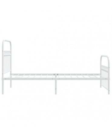 vidaXL Metal Bed Frame without Mattress with Footboard Whit — Size: 90 x 200 cm, Model: with headboard & footboard — V0671983932