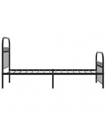 vidaXL Metal Bed Frame without Mattress with Footboard Blac — Size: 75 x 190 cm, Model: with headboard & footboard — V0671983935