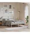 vidaXL Metal Bed Frame without Mattress with Headboard White 140x190cm — Size: 140 x 190 cm — V0671983938