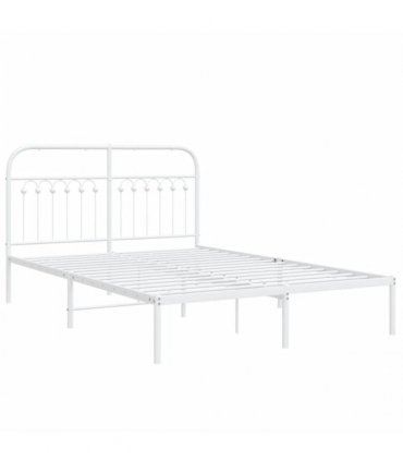 vidaXL Metal Bed Frame without Mattress with Headboard White 140x190cm — Size: 140 x 190 cm — V0671983938