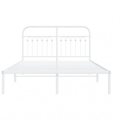 vidaXL Metal Bed Frame without Mattress with Headboard White 140x190cm — Size: 140 x 190 cm — V0671983938